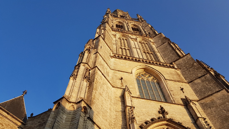 clock, the past, building, built structure, low angle view, breda, blue, place of worship, building exterior, outdoors, netherlands, tower, travel destinations