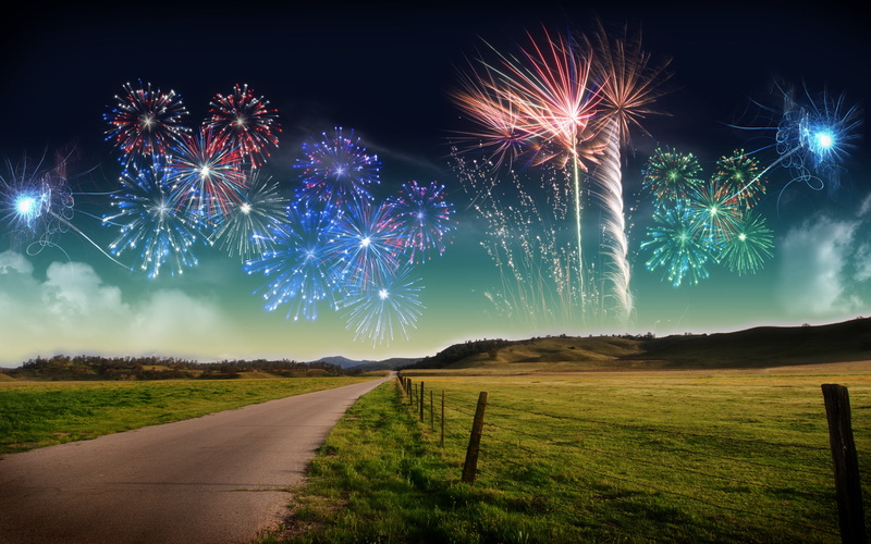  landscape, nature, 1080P, ultrahd, year, fireworks