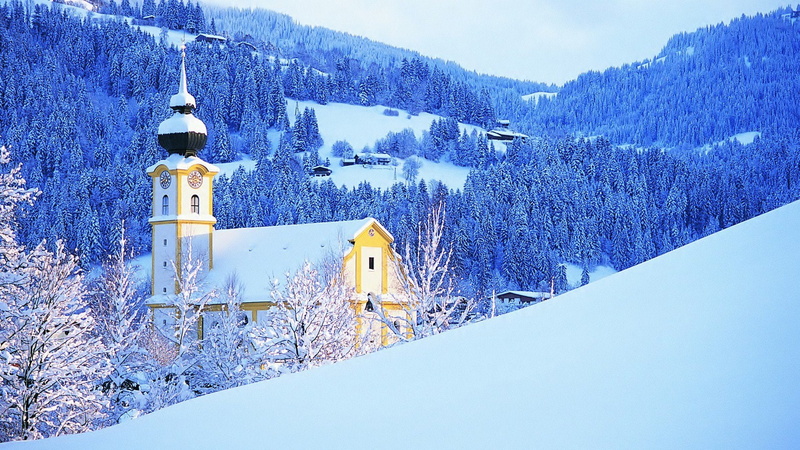 snow, mountain, winter, 1080P, fog, forest, nature, landscape, ultrahd