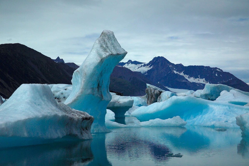 alaska, frozen, melting, environment, floating on water, winter, snowcapped mountain, landscape, glacier, ice, cloud - sky, scenics - nature, day, lake