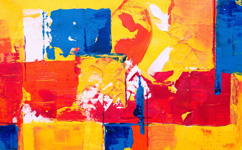 blue, textured effect, mural, red, architecture, full frame, textured, wall - building feature, oil painting, contemporary art, closeup, orange