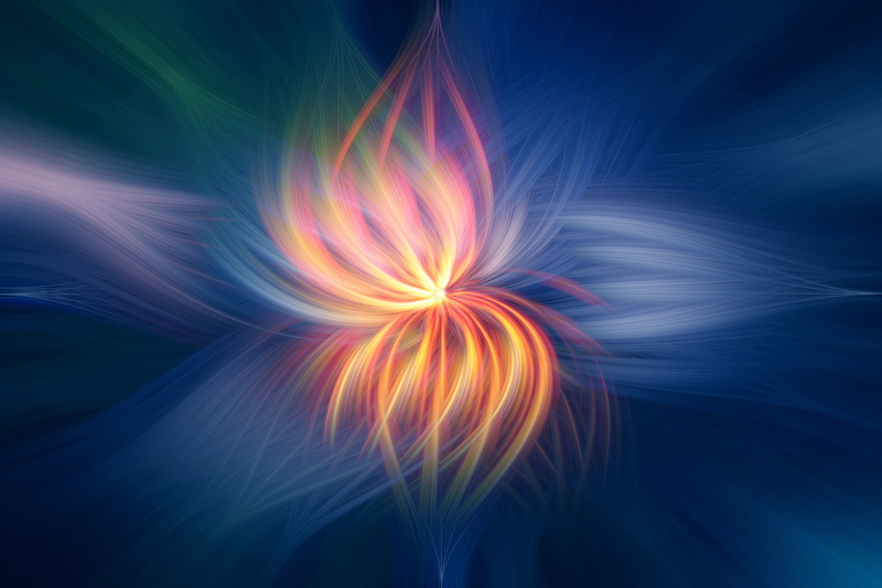 colorful, red, digital art, orange, blue, 5K, shapes, fireflower