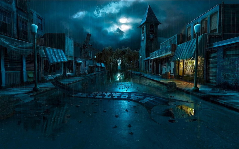 storms, town, nature and landscapes, nature, 1080P, dark, scene, stormy, rain, clouds