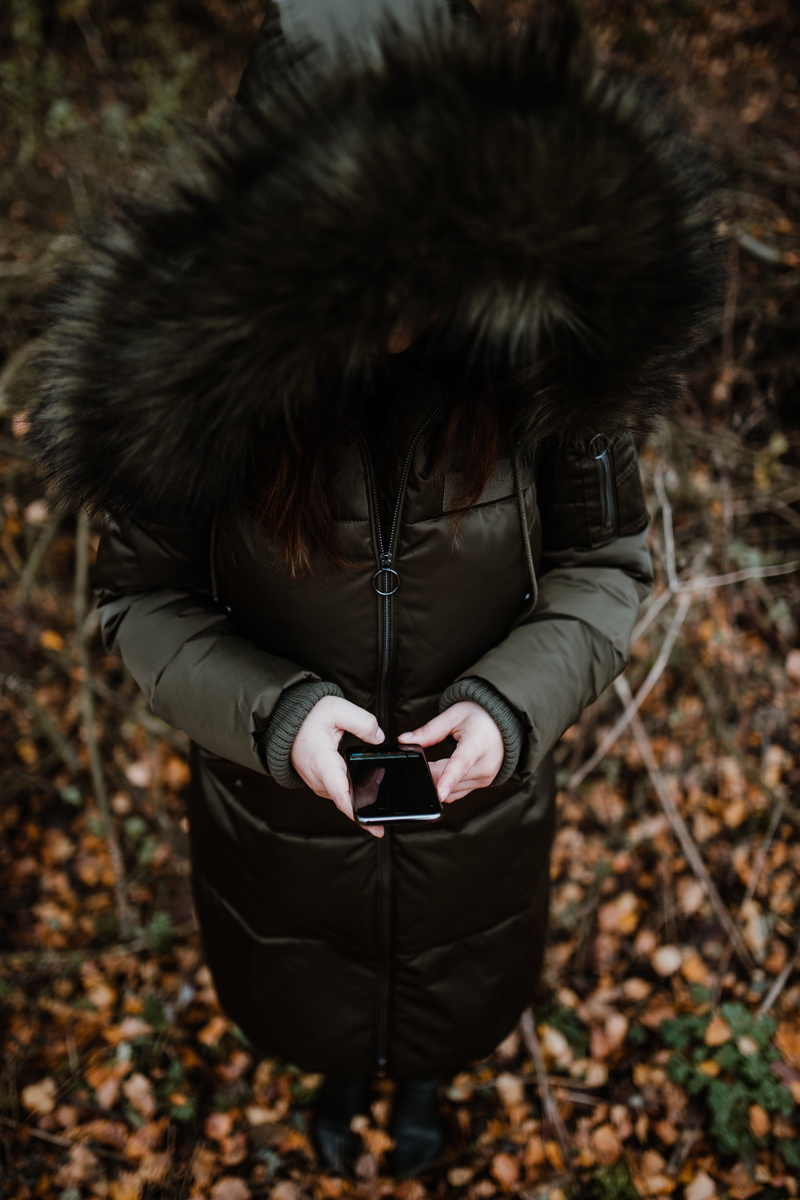 one person, hairstyle, weather, foggy, november, forest, real people, fog, woods, leisure activity, field, warm clothing, obscured face, standing, outdoors