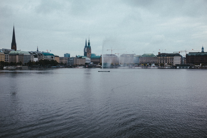 rainy, rain, no people, tourism, view, hamburg, water, nautical vessel, alster, nasty, germany, lake, city, building exterior, port, river, boat, travel destinations