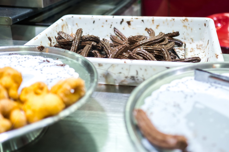 business, churros, close-up, spain, dessert, fair, melted, container, table, serving size, summer, no people, freshness, ready-to-eat, snack, chocolate