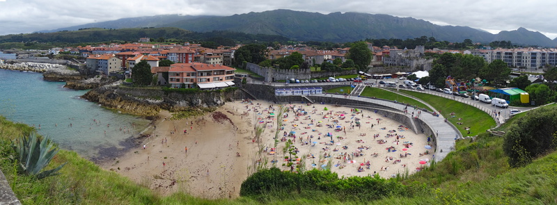 crowd, Llanes, people, cityscape, Asturias, outdoors, Beach, water, landscape, the sablon, Sablon, spain, day, sea, summer, building exterior, residential district