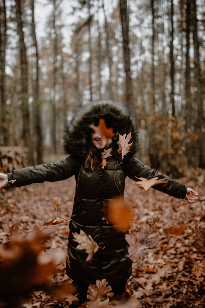 walk, outdoors, childhood, fall, november, forest, tree, change, women, autumn, plant, standing, land, woodland, fog, hairstyle, front view, leisure activity