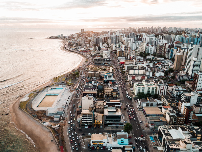 road, urban, high rise, no people, day, aerial view, av. octávio mangabeira, sky, nature, scenery, buildings, pituba, near, cityscape, building exterior