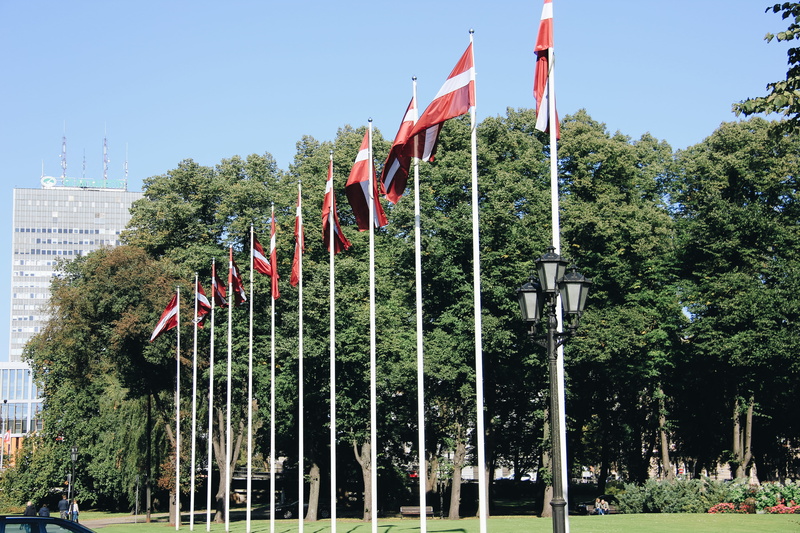 5K, patriotism, building exterior, sky, nature, low angle view, red, plant, flag, tree, pole, architecture, riga, latvia, outdoors, no people, city, independence