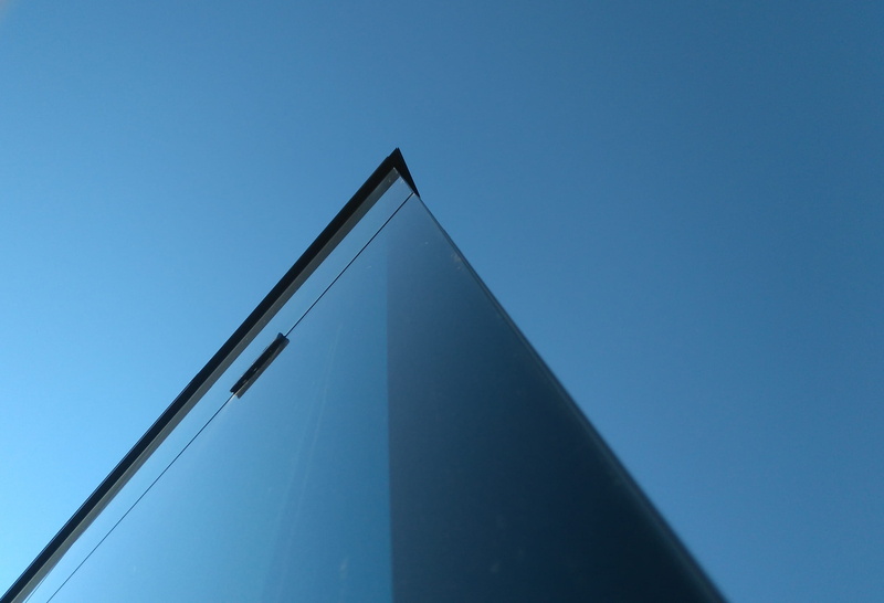 triangle, outdoors, low, angle, blur, transportation, futuristic, modern, design, built structure, triangle shape, nature, sunlight, sunny, glass, low angle view