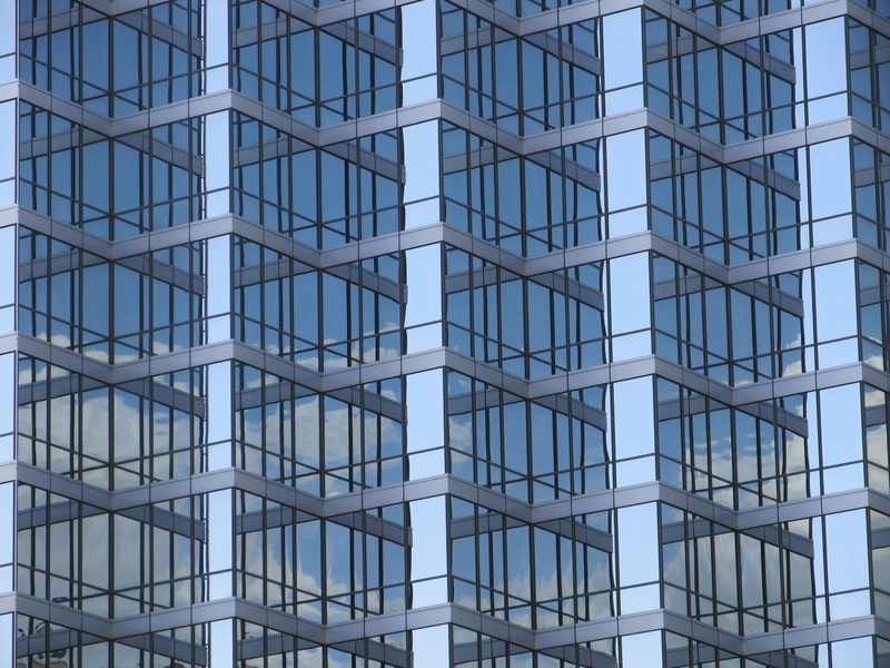 office, office building exterior, outdoors, day, glass, pattern, low angle view, blue, built structure, laminated, full frame, architecture, window, building exterior