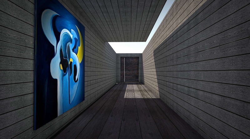 3d model, painting, blue, no people, door, entrance, texture, wood - material, wall - building feature, structure, shaft, material collection, architecture