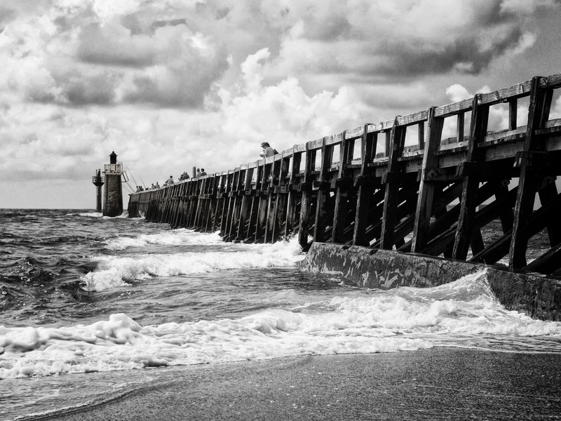 sky, land, beach, outdoors, wave, water, day, pier, phare, aquatic sport, built structure, sea, jetée, nature, beauty in nature, power in nature, connection