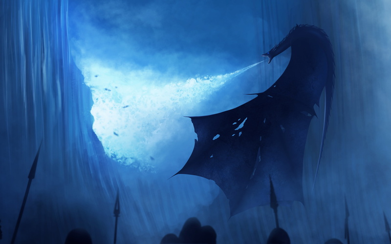 Game, Thrones, white, 2K, Ice, Dragon, Walker