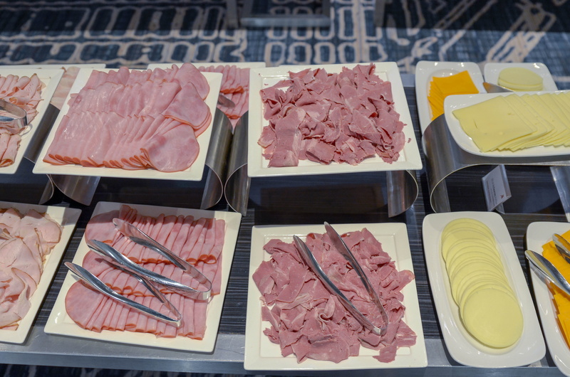 meal, cheese, platter, filled, colorful, no people, indoors, in a row, freshness, table, beef, food, variation, bacon, order, roast beef, eat, still life