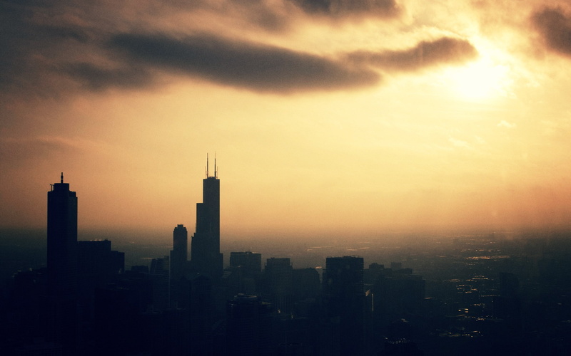 cityscapes, sunset, chicago, grainy, skyline, morning, dawn, 2K, sunlight