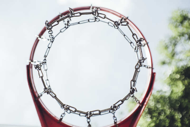 basketball, sky, rebound, shape, close-up, closeup, team sport, activity, net, jumping, photo, motion, game, ball, gray, red, basketball hoop, circle, hoop
