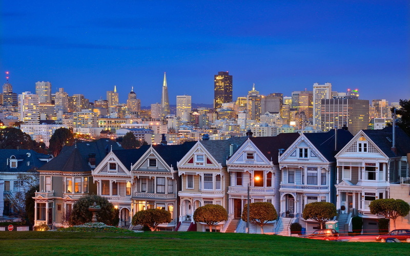 nature, skyscraper, landscape, cityscape, city, tall - high, architecture, building, built structure, Alamo Square, tower, 1080P, sky, outdoors, United States