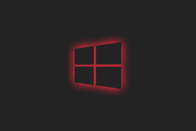 Microsoft, glowing, window, red, Windows 10, 4K, simple background