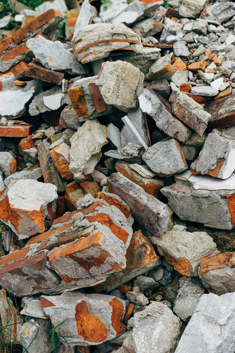 rock, concrete, broken, brick, land, no people, outdoors, large group of objects, abundance, high angle view, rock - object, close-up, day, wall, clinker