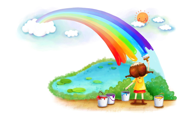 one person, paints, childhood, nature, painting, vector, white background, child, multi Colored, cloud - sky, fun, season, art and craft, celebration, toy