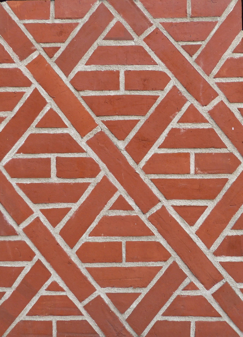 truss, high angle view, background, repetition, Clinker, geometric shape, wall, structure, Brick, indoors, paving stone, bricked, symmetry, brown, rectangle