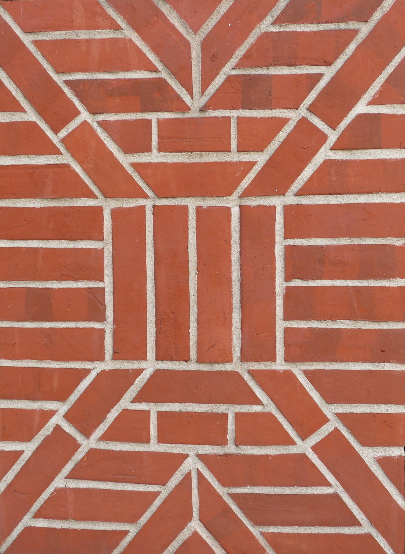 2K, hauswand, bricked, symmetry, bricks, truss, tile, square, brick wall, textured, structure, high angle view, red, background, tiled floor, historically