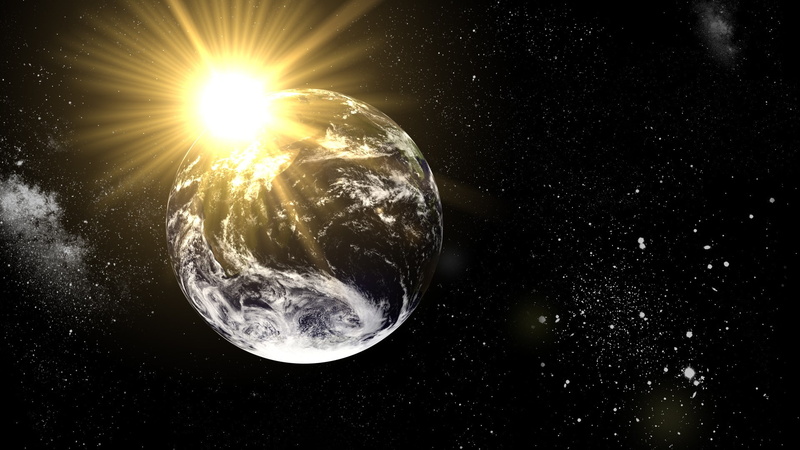 sphere, Earth, nature, sky, fiction, outdoors, cloud - sky, space, planet - space, sunlight, outer, star - space, wall, light - natural phenomenon, sun