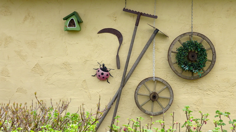 still life, built structure, yellow, scythe, decoration, no people, freshness, wall decoration, 4K, growth, potted plant, flower pot, insect hotel, flower