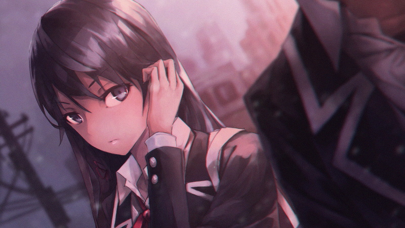 lifestyles, leisure activity, anime girls, indoors, front view, casual clothing, women, childhood, hairstyle, young women, human face, sadness, teenager