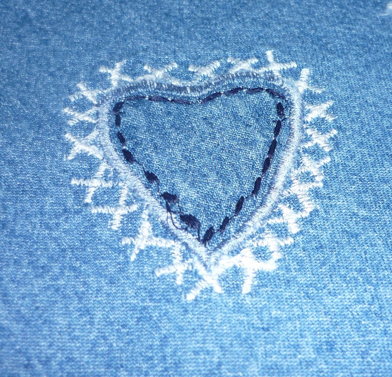 fabric, background, blue, winter, close-up, snow, emotion, love, embroidery, textured, decoration, valentines day - holiday, heart, 1080P, nature, design