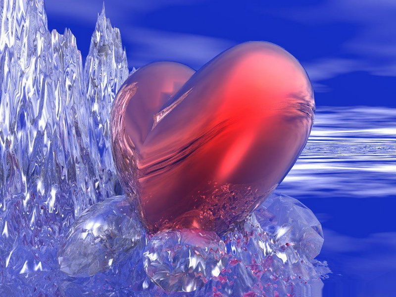 3D, Love, art, 720P, d, hd, ice, crystal, heart, cg, Abstract
