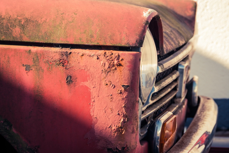 deterioration, run-down, headlight, metal, land vehicle, no people, old, front, obsolete, transportation, damaged, historically, focus on foreground, rust
