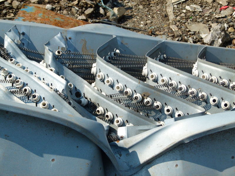 silver colored, recycle, motor vehicle, industrial, land vehicle, field, machine, transportation, land, scrap metal yard, recycling, vehicle part, 4K