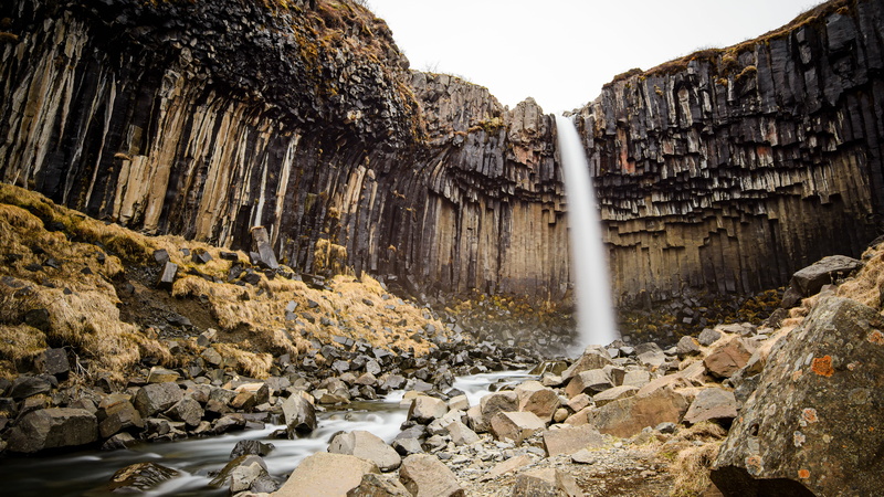 nordic landscapes, nature, 5K, long exposure, Iceland, photography, landscape, waterfall, Svartifoss Waterfall