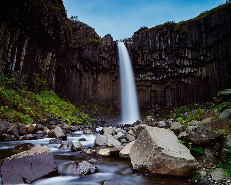 river, waterfall, svartifoss, iceland, black, 1080P