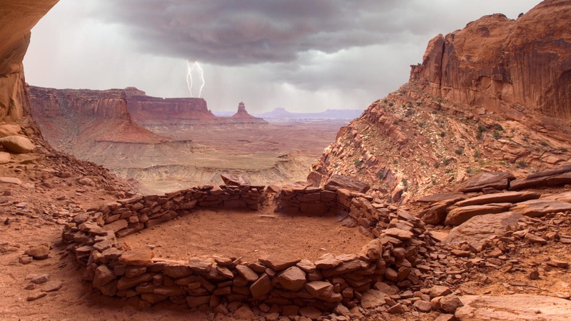 lightning, eroded, climate, national Landmark, dry, mountain range, landscape, nature, red, solid, sand, stones, uSA, tranquil scene, remote, travel, sky