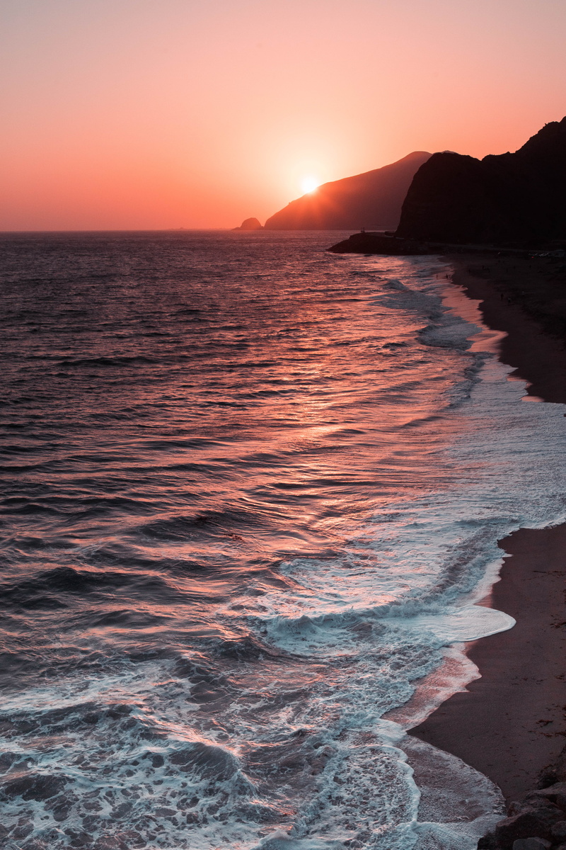 sunrise - Dawn, dusk, coastline, 5K, blue, nature, travel, rock - Object, outdoors, summer, beach, coast, scenics, cliff, day, tourism, travel Destinations