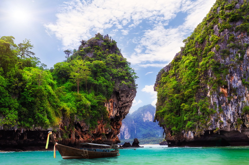 idyllic, nature, transportation, phi, water, Bay, waterfront, exoticism, 1080P, travel Destinations, sea, blue, tropical Climate, asia, tranquil Scene