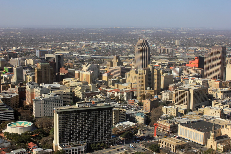 aerial View, residential district, tall, San Antonio, uSA, outdoors, view, downtown District, famous Place, skyscraper, buildings, high angle view, crowd