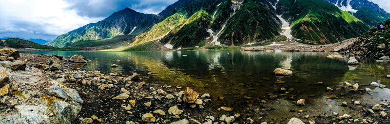 no people, tranquil scene, environment, scenics - nature, lake saiful muluk, land, outdoors, sky, mountain peak, tranquility, nature, mountain range, beauty in nature
