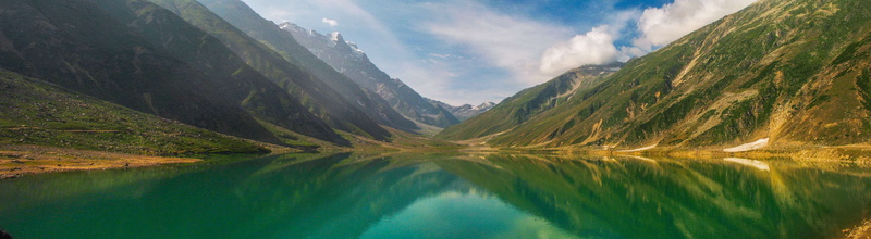 no people, cloud - sky, mountain peak, reflection, day, mountain ridge, mountains, lake saiful muluk, tranquil scene, lake, water, beauty in nature, mountain