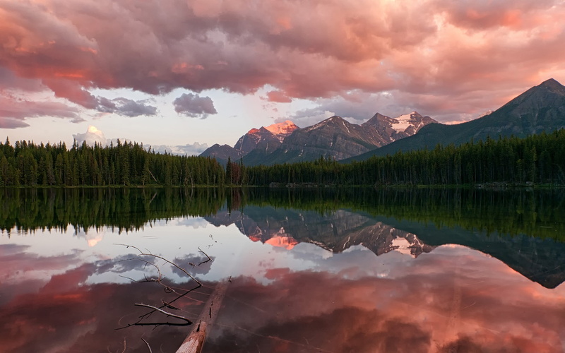 Lake, Rocky, Mountains, Forest, Canada, Banff, Park, Coniferous, 1080P, National, Herbert