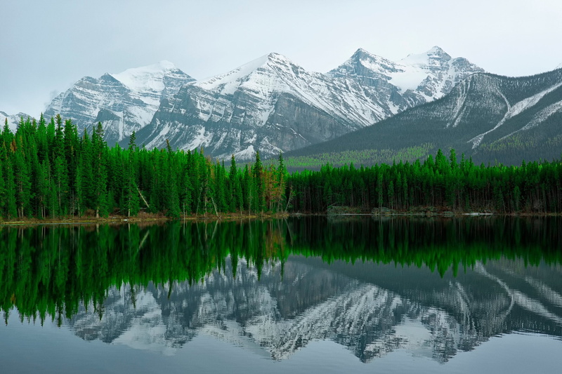 banff, 1080P, herbert, reflection, lake, mountains