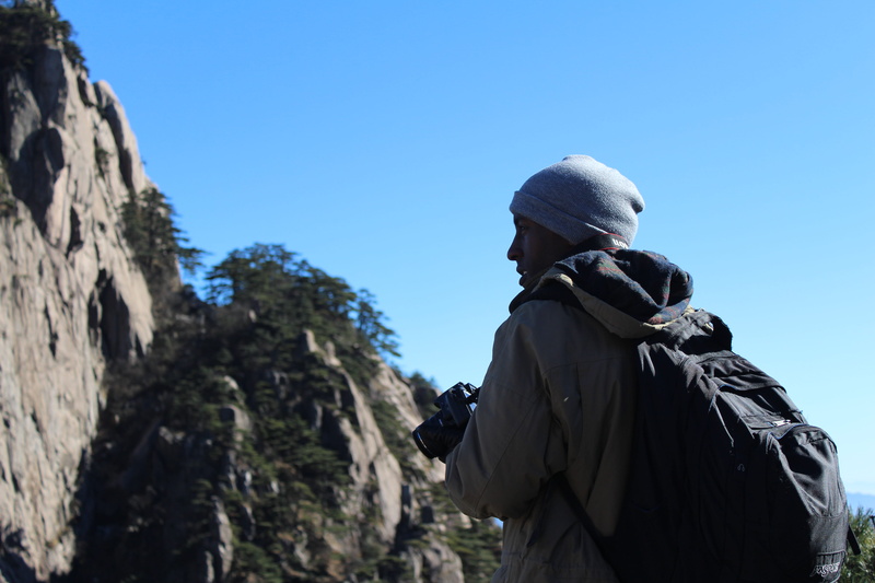 nature, rock - object, people, human representation, blue, rock formation, huangshan, lifestyles, canon, sky, adventure, outdoors, 5K, china, copy space