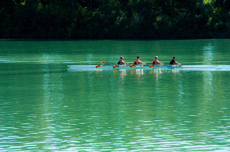 swimming pool, rowboat, nautical vessel, france, mode of transportation, leisure activity, waterfront, teamwork, day, sport, sculling, people, men, Water
