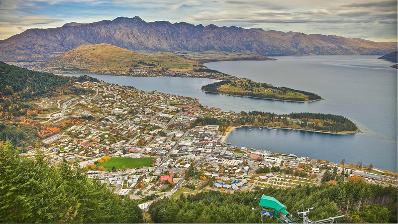 new, city, lake, trees, queenstown, zel, arial, animals, 1080P, mountain, view