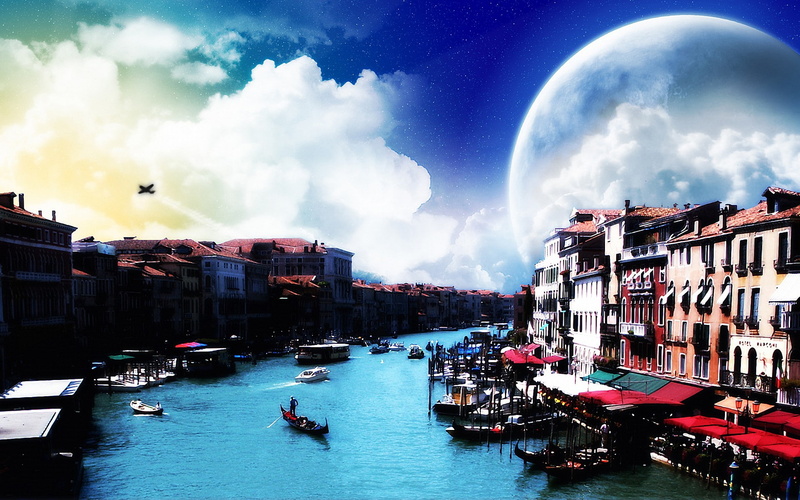 arial, creative, photo, graphics, streets, 1080P, lake, creative and graphics, venice, hd
