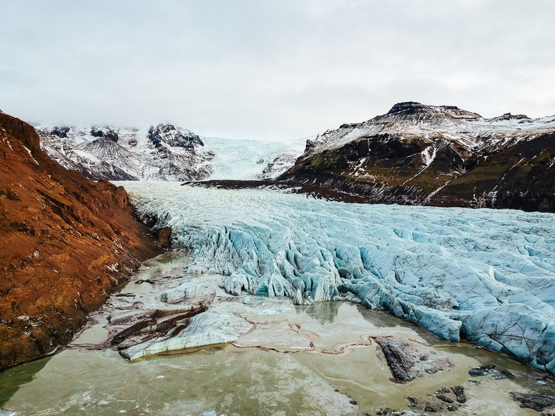 frozen, aerial, mountain, snow, no people, glacier, cloud - sky, ice, winter, idyllic, snowcapped mountain, 4K, sky, river, tranquil scene, rock, daytime